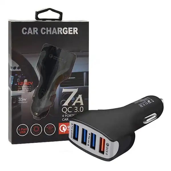 Zamów dziś ŁADOWARKA SAMOCHODOWA 4 X USB 7A CZARNA VEGA FASTON FAST CHARGER QUICK 4XUSB 3.0 3500mA