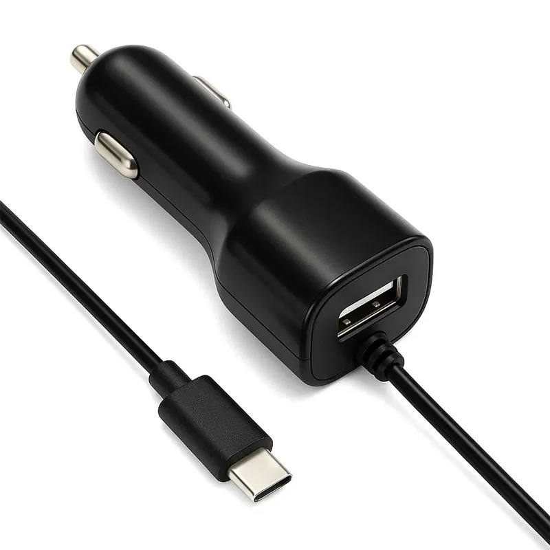 Taniej ŁADOWARKA SAMOCHODOWA USB TYP-C 2A CZARNA VEGA PROTON + PORT USB 2100mA
