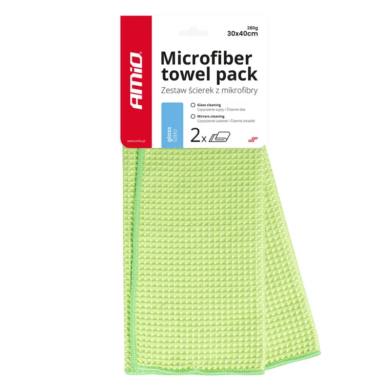 Ściereczka mikrofibra waflowa do szyb okien luster 40x30 cm 2 szt. AMIO-03734 Wyprzedaż