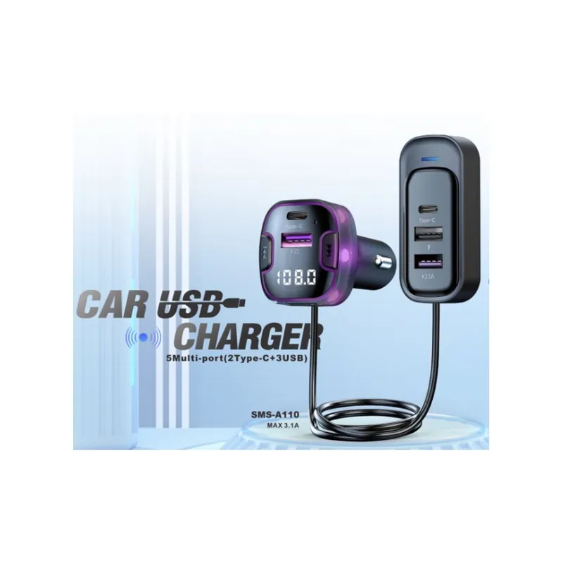 Bezpieczna płatność Somostel transmiter FM MP3 + ładowarka samochdowa 3xUsb+2xTyp-c 3.1A SMS-A110