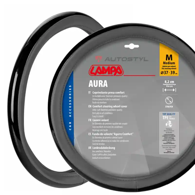 Pokrowiec na kierownicę Aura Skeentex – M – Ø 37–39 cm – Szary Darmowa dostawa
