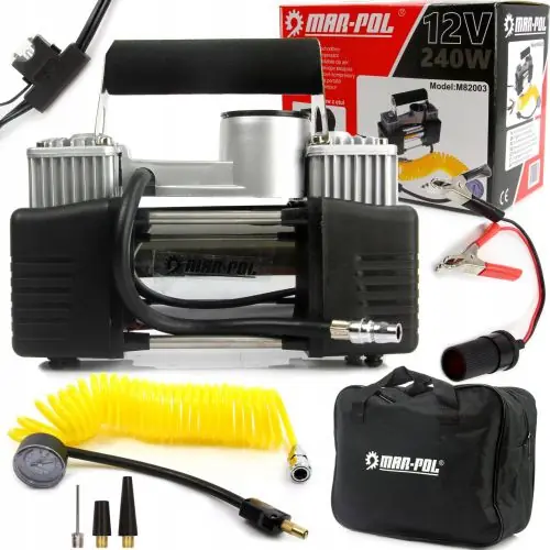 Bestseller KOMPRESOR SAMOCHODOWY 12V 240W NA ZAPALNICZK? 2 TLOKI 60l/min