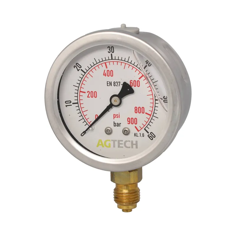 Rabat Manometr glicerynowy AGTECH z przyłączem dolnym G 1/4"; 0-60 bar; NS 63mm