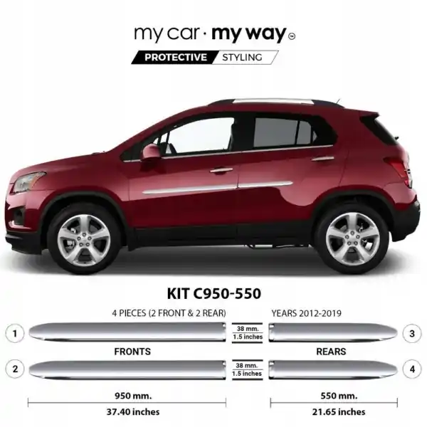 Opel Mokka – Listwy CHROM Boczne Drzwi Środek Nowy