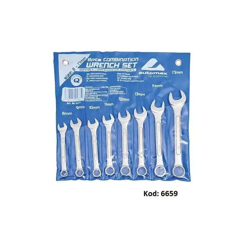 *Klucze płaskie - komplet 8 sztuk (roz.8-17mm) Wyprzedaż