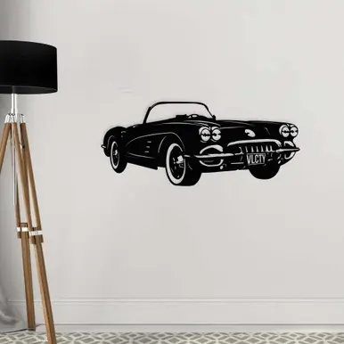 Nie przegap Dekoracja ścienna Chevrolet Corvette C1 – drewno – 71x34 cm